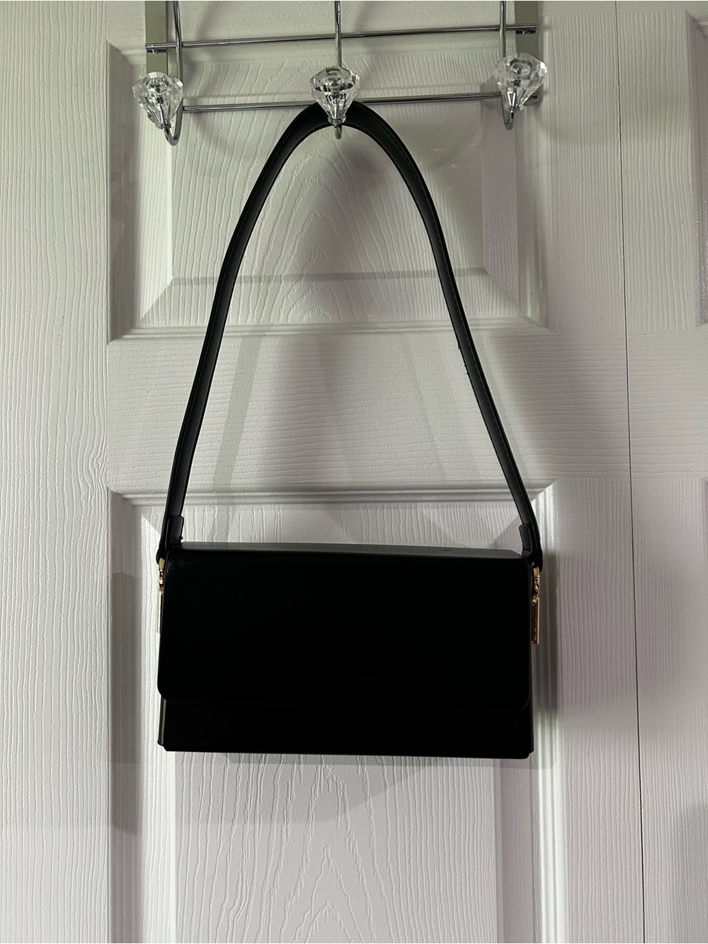Madison West Black Shoulder Bag with Gold Hardware